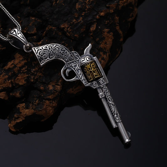 Cowboy Pistol Pendant Necklace