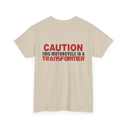 Caution, This Motorcycle is a Transformer, Rad Moto Bunny, Heavy Cotton T-Shirt