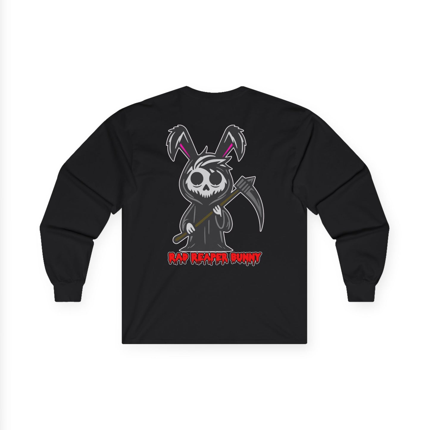 Rad Reaper Bunny, Rad Moto Bunny, Unisex Long Sleeve Tee - Bold Graphic T-Shirt for Motorcycle Enthusiasts