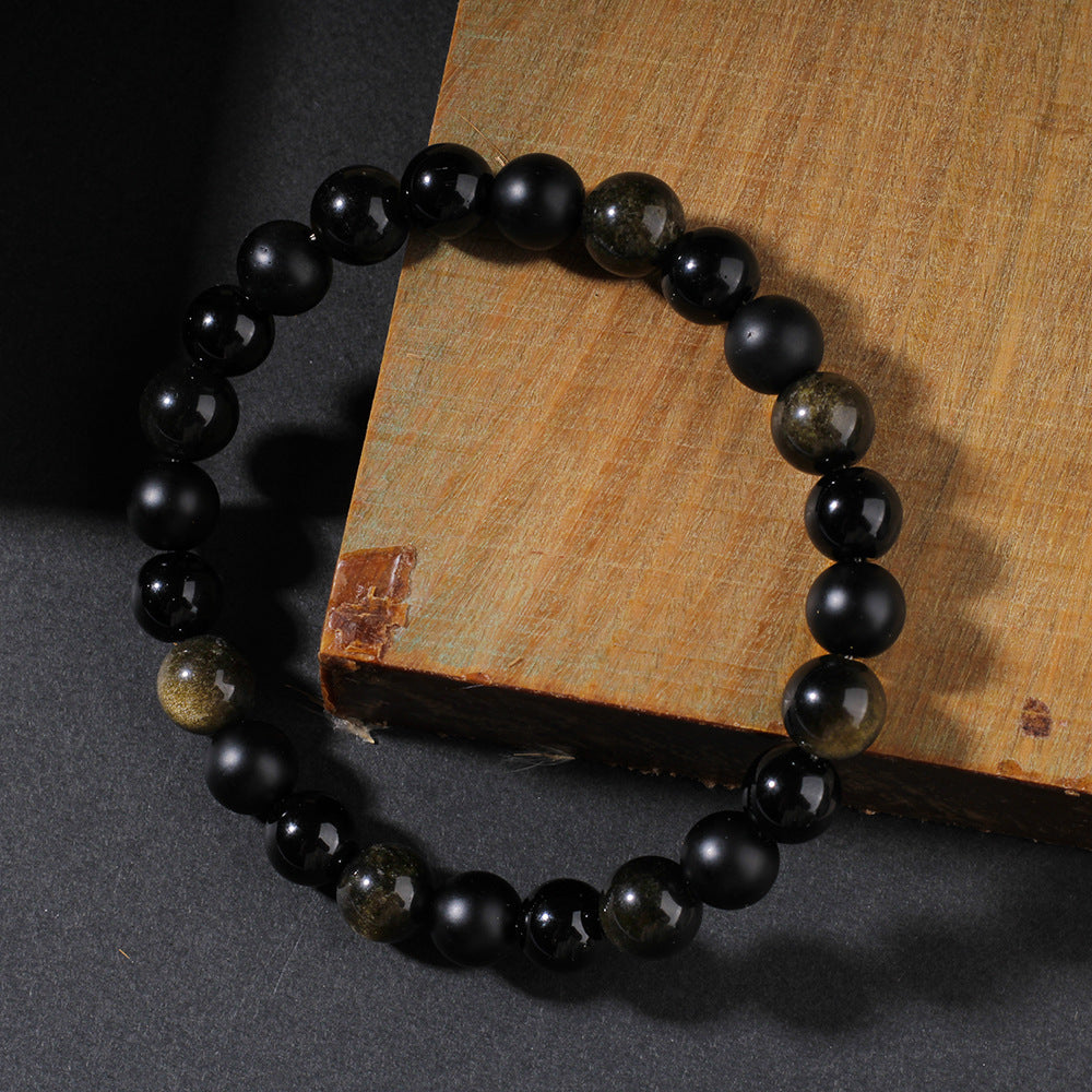 Natural Stone Black Agate Bracelet