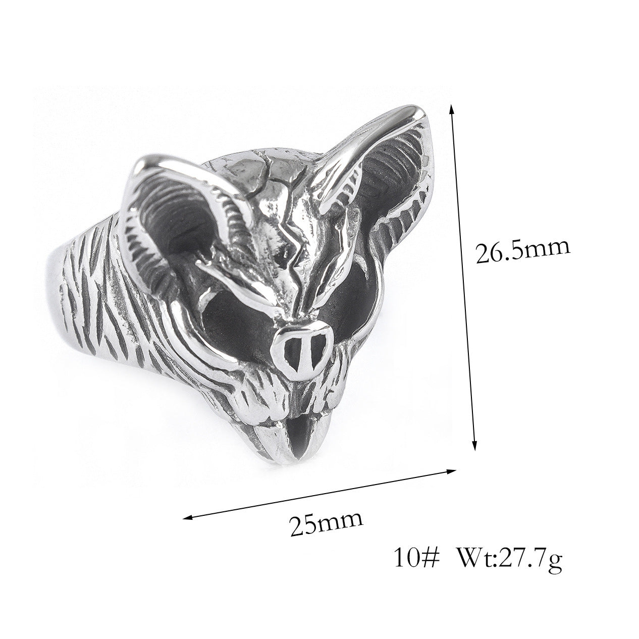 Stainless Steel Vampire Bat Ring