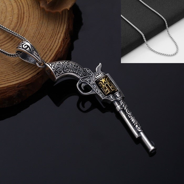 Cowboy Pistol Pendant Necklace