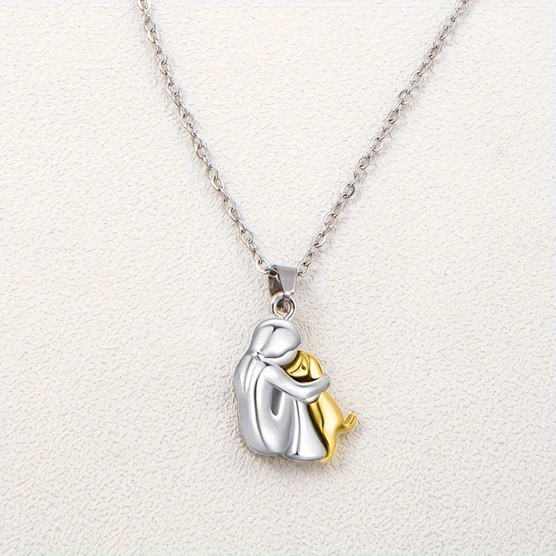 Little Girl and Dog Hug Necklace