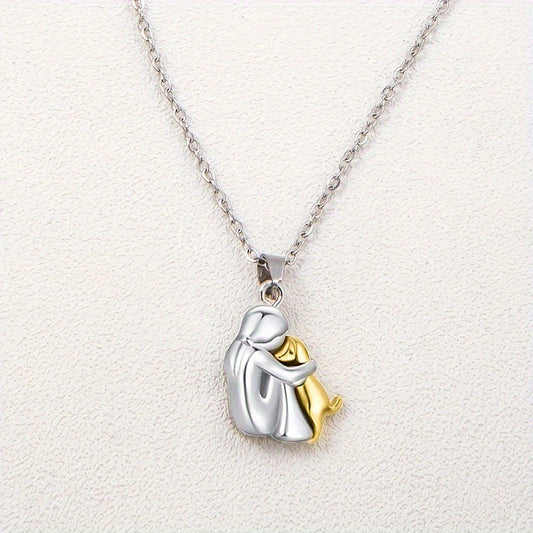 Little Girl and Dog Hug Necklace