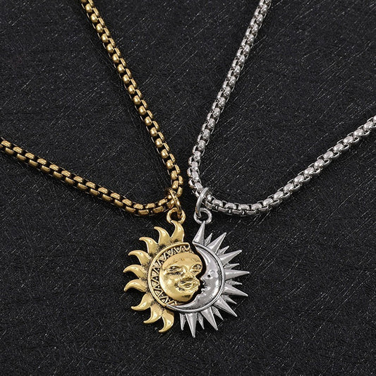 Sun And Moon Titanium Steel Couple's Necklace / Earings