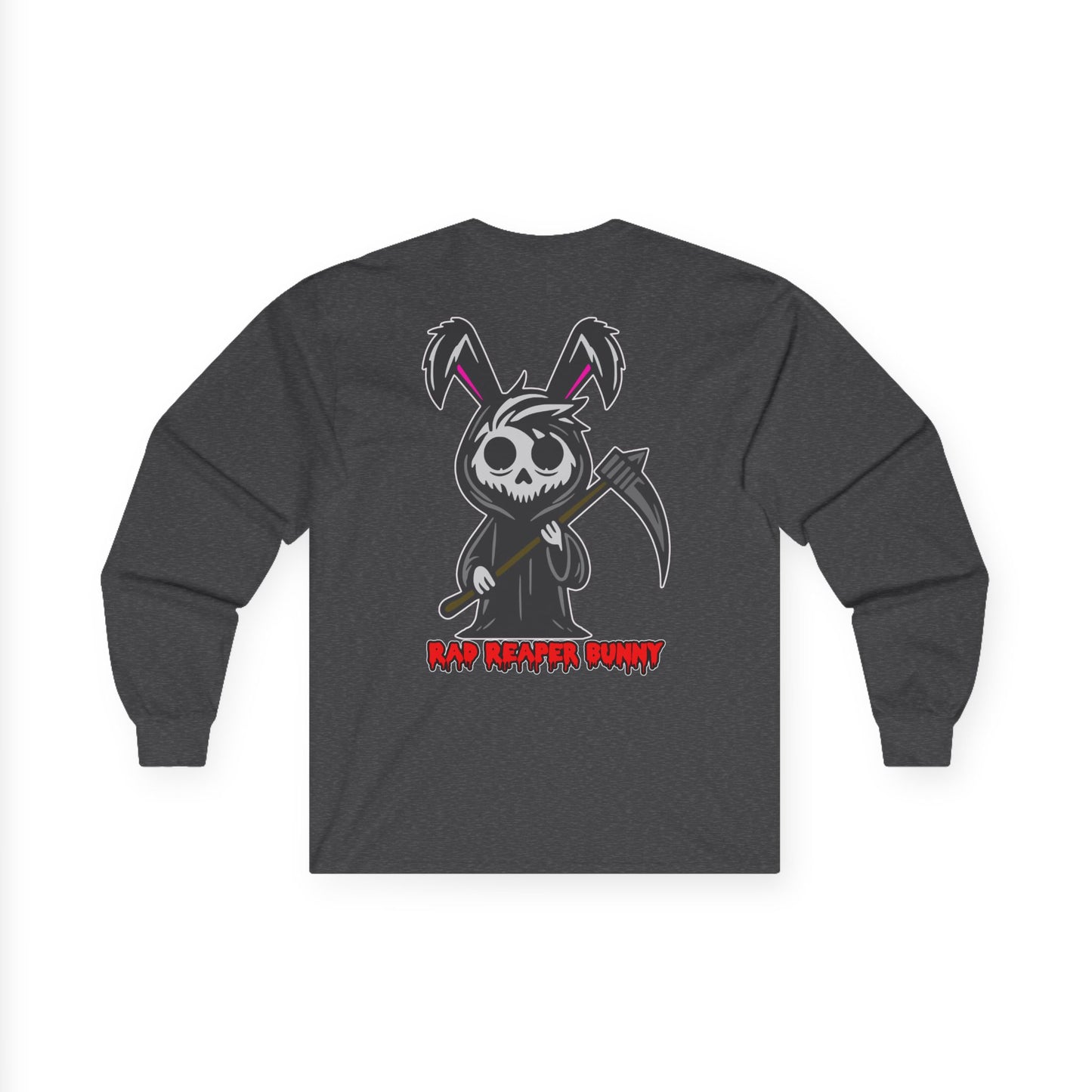 Rad Reaper Bunny, Rad Moto Bunny, Unisex Long Sleeve Tee - Bold Graphic T-Shirt for Motorcycle Enthusiasts