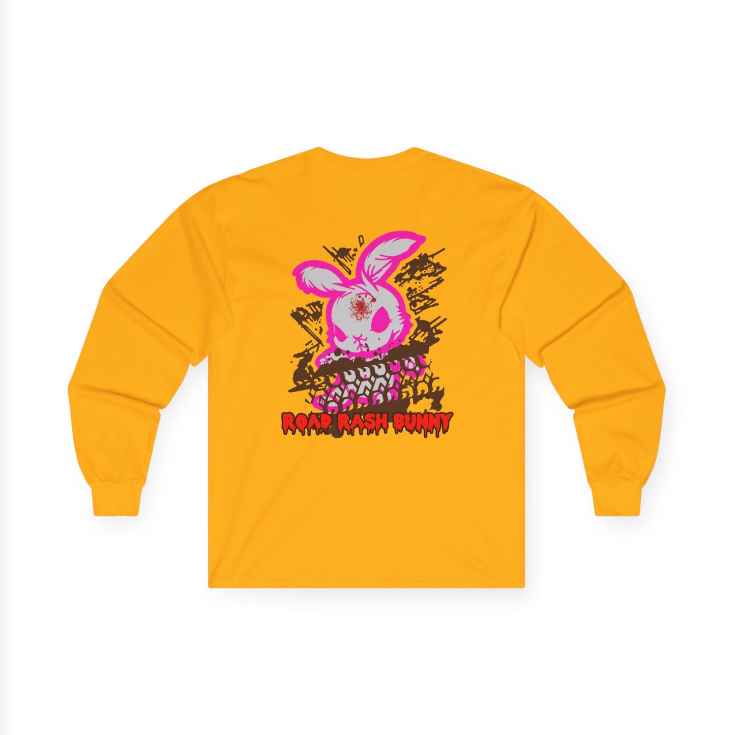 Road Rash Bunny, Rad Moto Bunny, Unisex Long Sleeve Tee - Bold Graphic T-Shirt for Motorcycle Enthusiasts