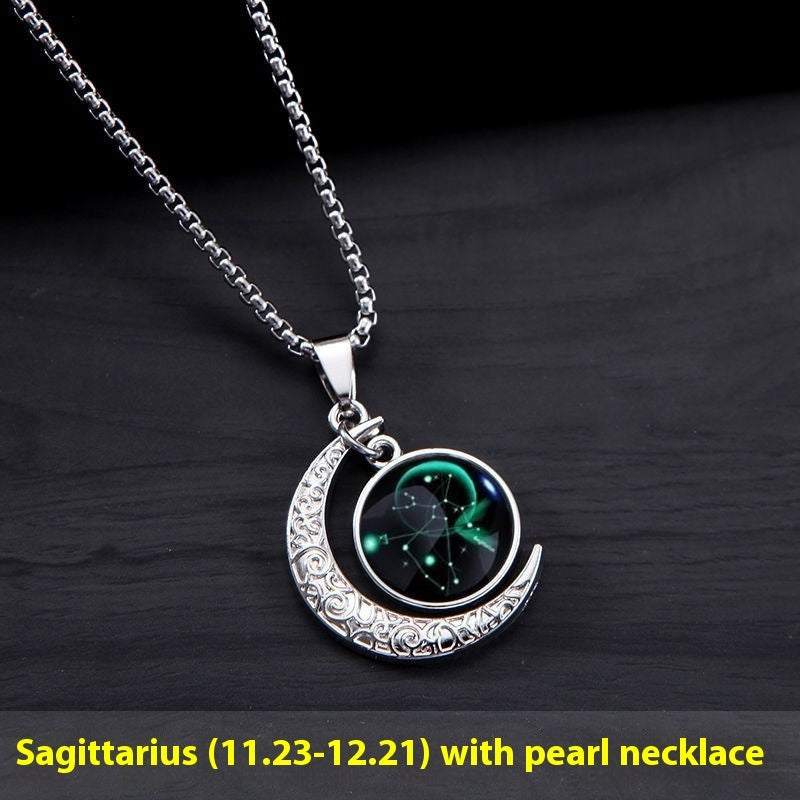 Zodiac Moon Star Glowing Necklace