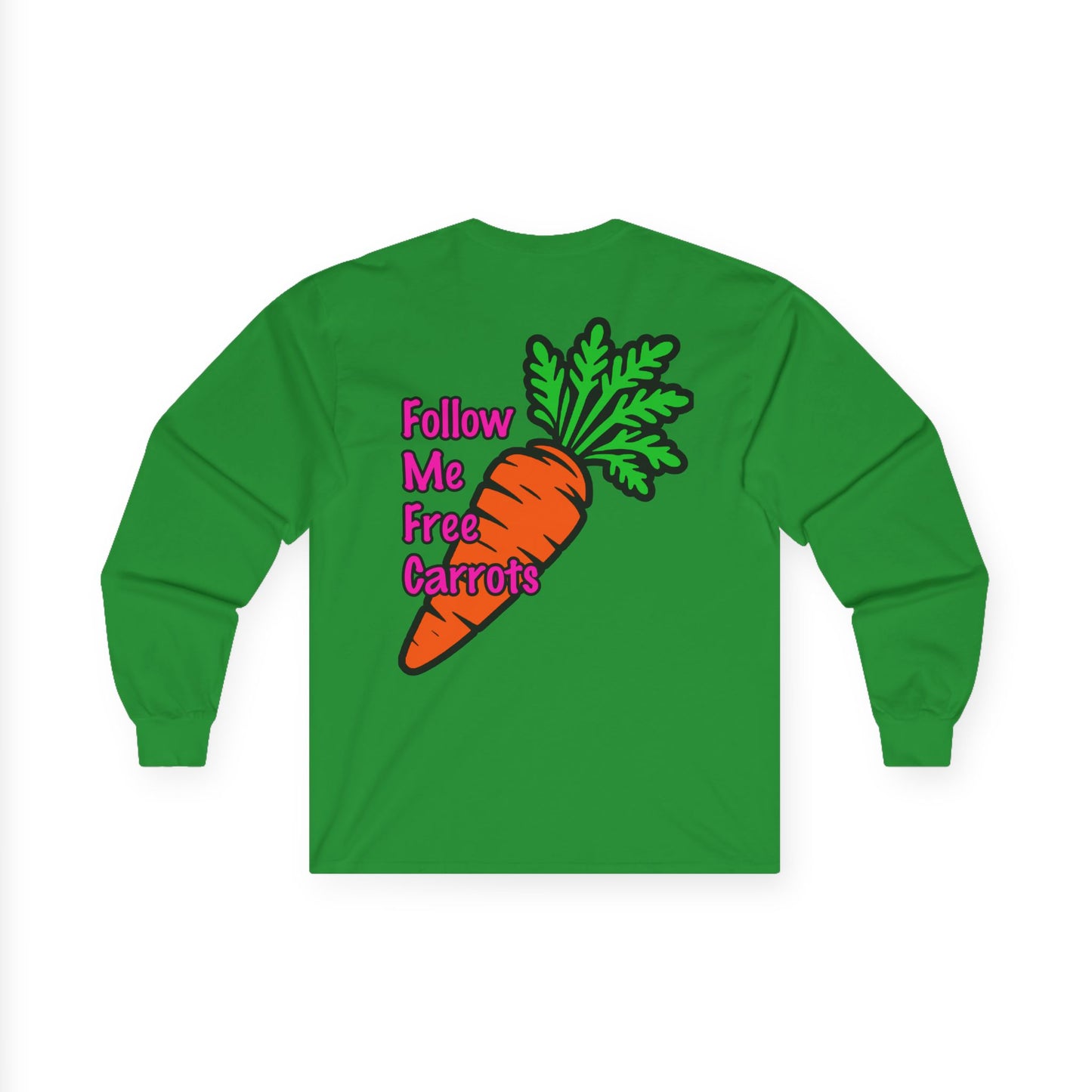 Follow me Free Carrots, Rad Moto Bunny, Unisex Long Sleeve Tee - Bold Graphic T-Shirt for Motorcycle Enthusiasts