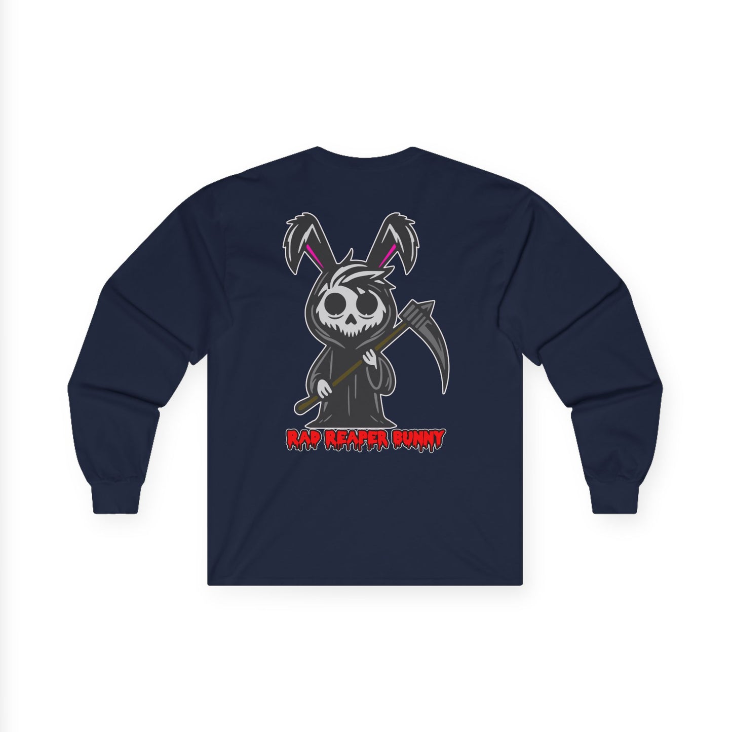 Rad Reaper Bunny, Rad Moto Bunny, Unisex Long Sleeve Tee - Bold Graphic T-Shirt for Motorcycle Enthusiasts