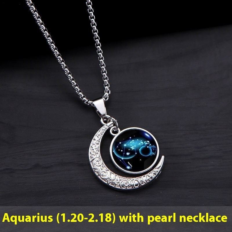 Zodiac Moon Star Glowing Necklace