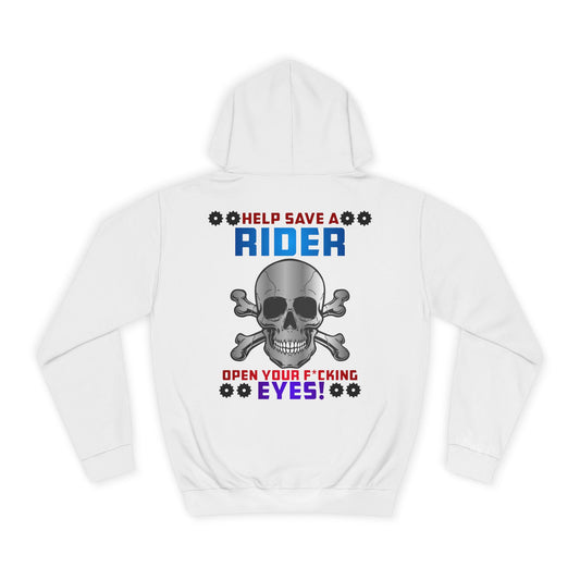 Help Save a Rider, Rad Moto Life Unisex Hoodie - Biker Style Sweatshirt for Motorcycle Enthusiasts