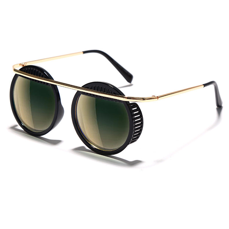 Round frame steampunk sunglasses