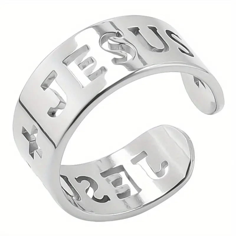 Stainless Steel Jesus Ring.