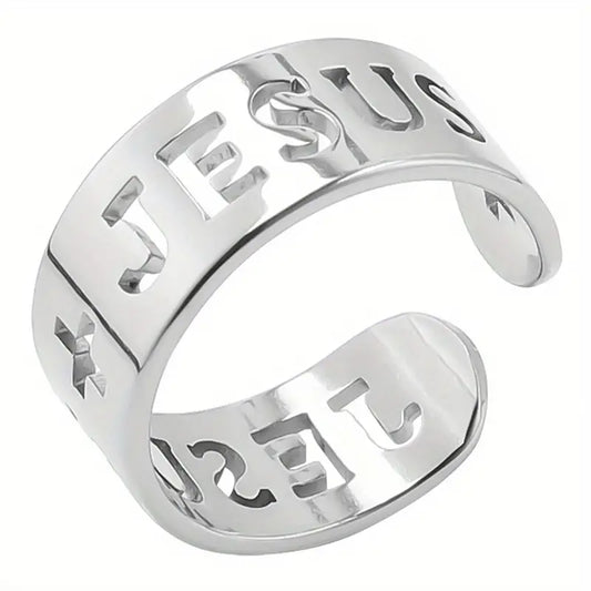 Stainless Steel Jesus Ring.