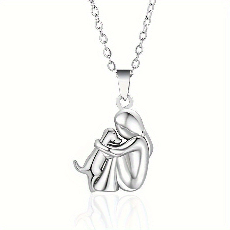 Little Girl and Dog Hug Necklace