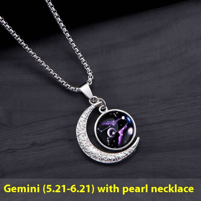 Zodiac Moon Star Glowing Necklace