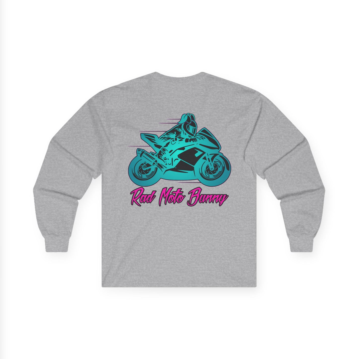 Rad Moto Bunny, Unisex Long Sleeve Tee - Bold Graphic T-Shirt for Motorcycle Enthusiasts