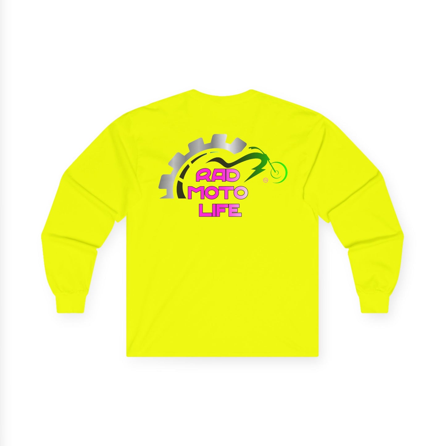Geared, Rad Moto Life Unisex Long Sleeve Tee - Bold Graphic T-Shirt for Motorcycle Enthusiasts
