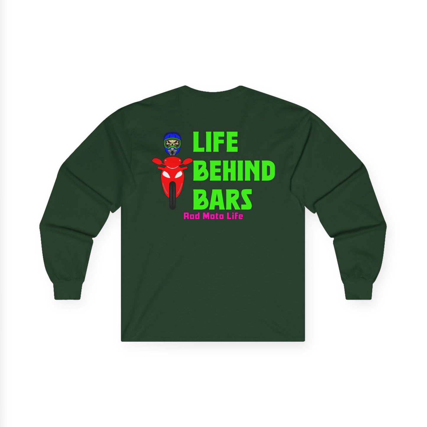 Life Behind Bars, Rad Moto Life Unisex Long Sleeve Tee - Bold Graphic T-Shirt for Motorcycle Enthusiasts