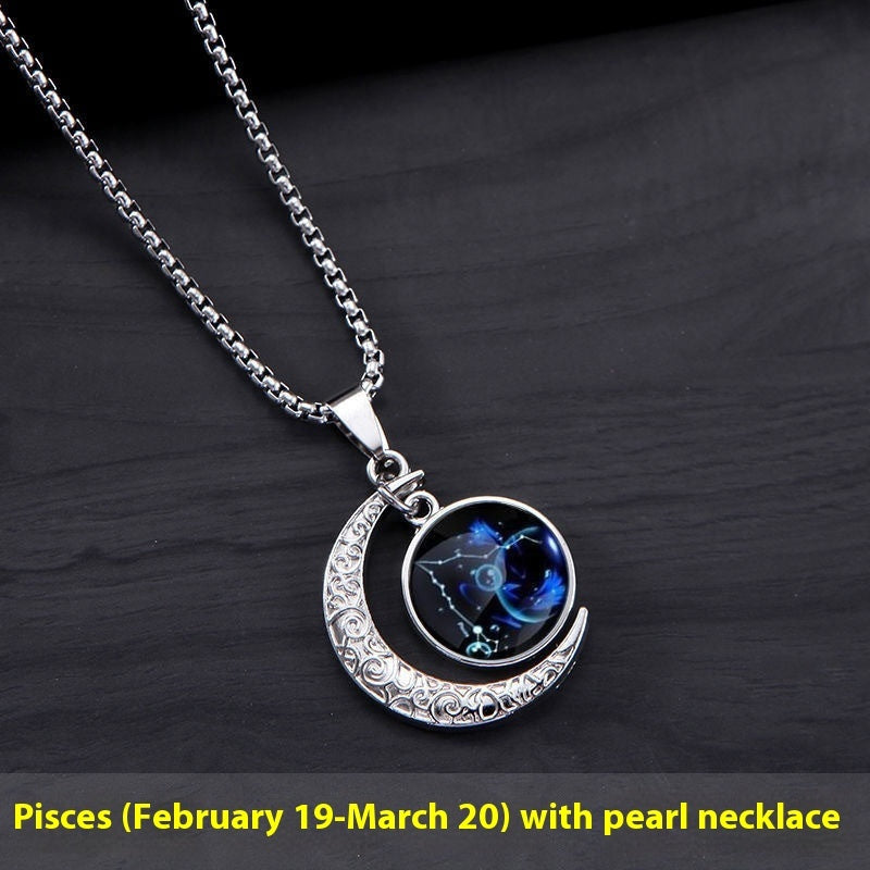 Zodiac Moon Star Glowing Necklace