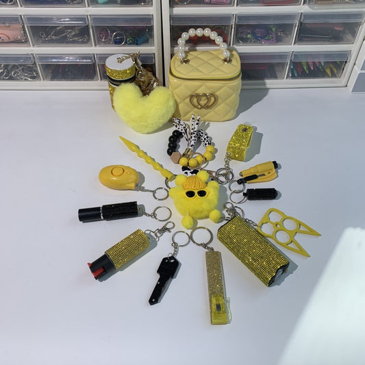 Yellow Sunshine Keychain Set 16pcs