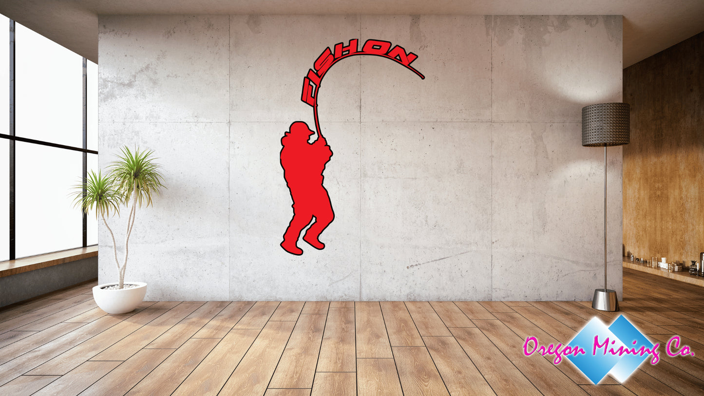 Fish on fisherman. SVG Digital Cut or Print files.