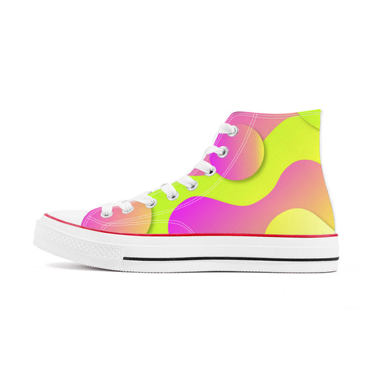 Rad Moto Bunny, Coulorful, High Top Canvas Shoes