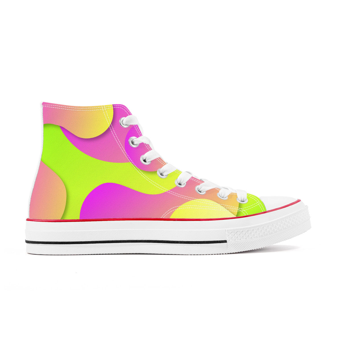 Rad Moto Bunny, Coulorful, High Top Canvas Shoes
