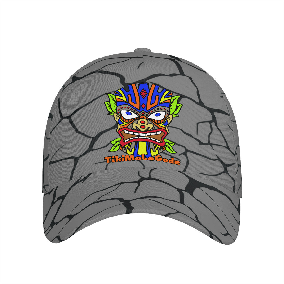 Tiki Moto Godz, Cracked, Baseball Cap