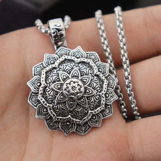 Mandala Flower Pendant Necklace