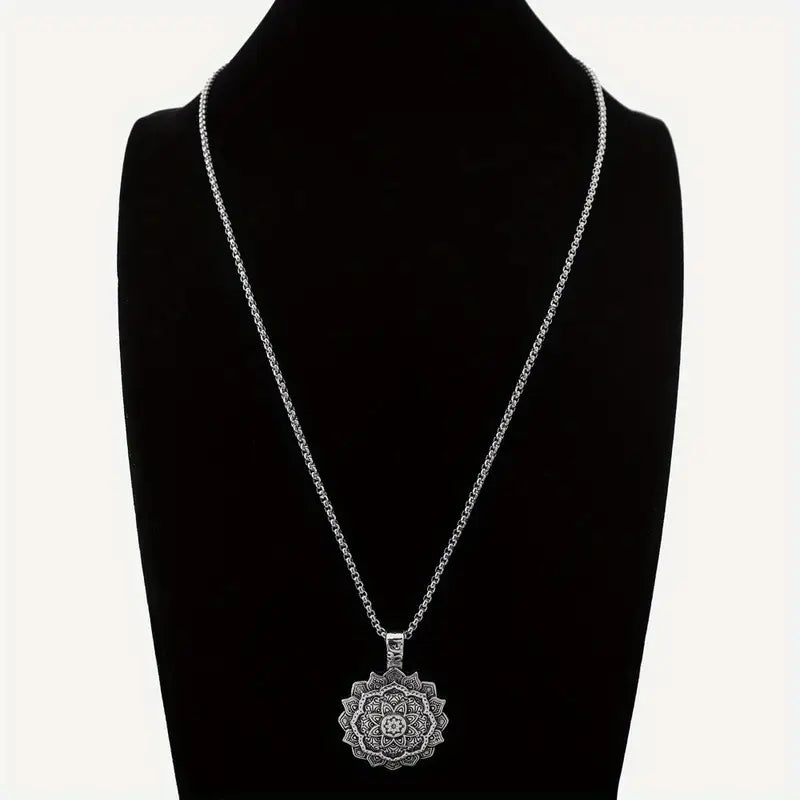 Mandala Flower Pendant Necklace