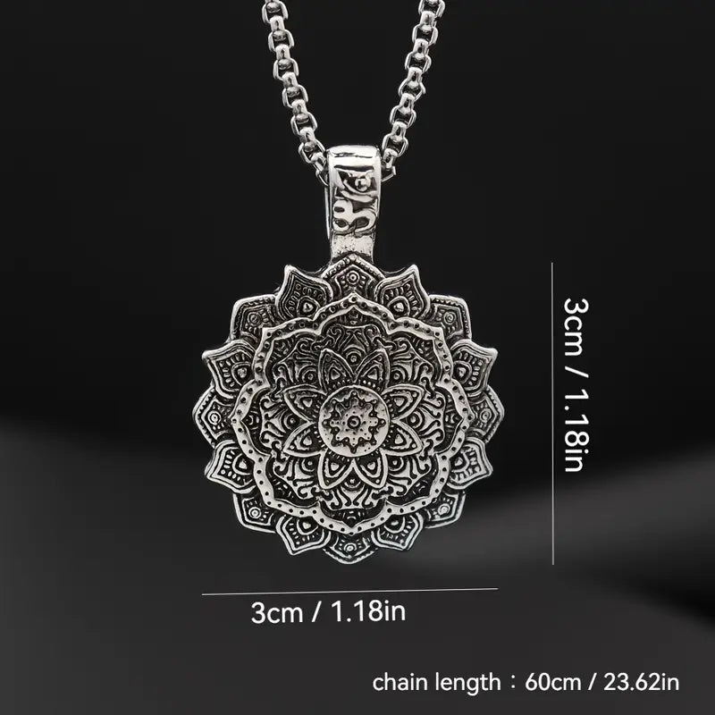 Mandala Flower Pendant Necklace
