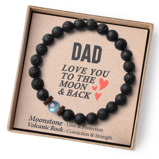 Love you to the moon and back, Volcanic Stone Bracelet