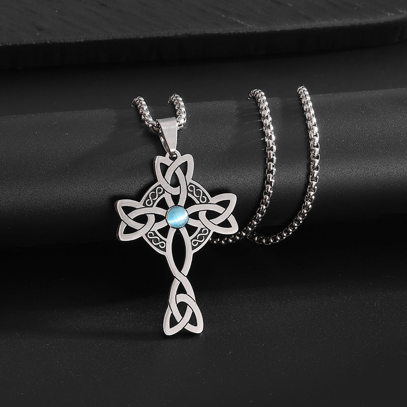 Celtic Fashion Steel Cross Necklace: