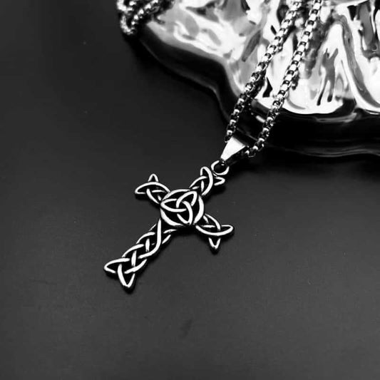 Titanium Steel Celtic Knot Cross Necklace