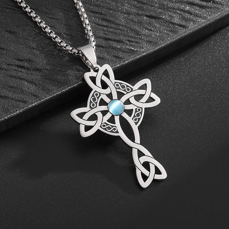 Celtic Fashion Steel Cross Necklace: