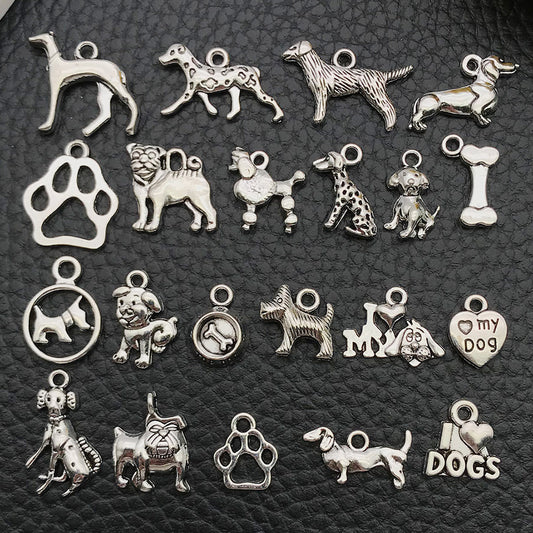 Antique Silver Alloy Dog Charms