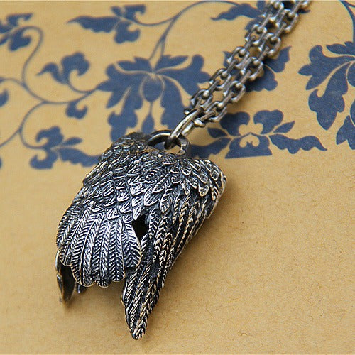 Vintage Evil Psychic Crow Sterling Silver Pendant Necklace