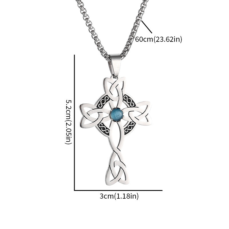Celtic Fashion Steel Cross Necklace:
