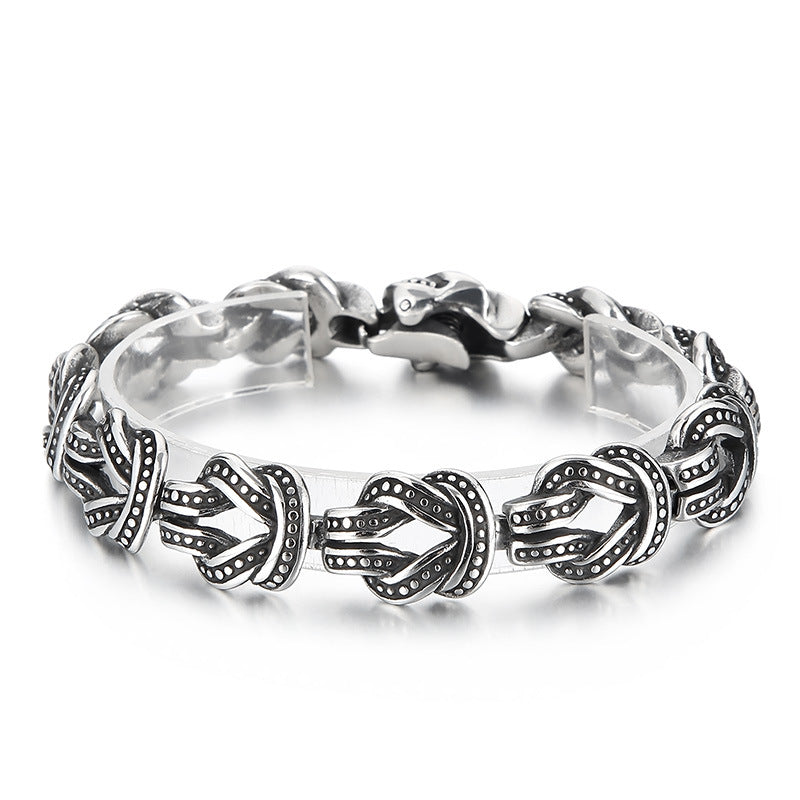 Knotted Black Titanium Steel Bracelet
