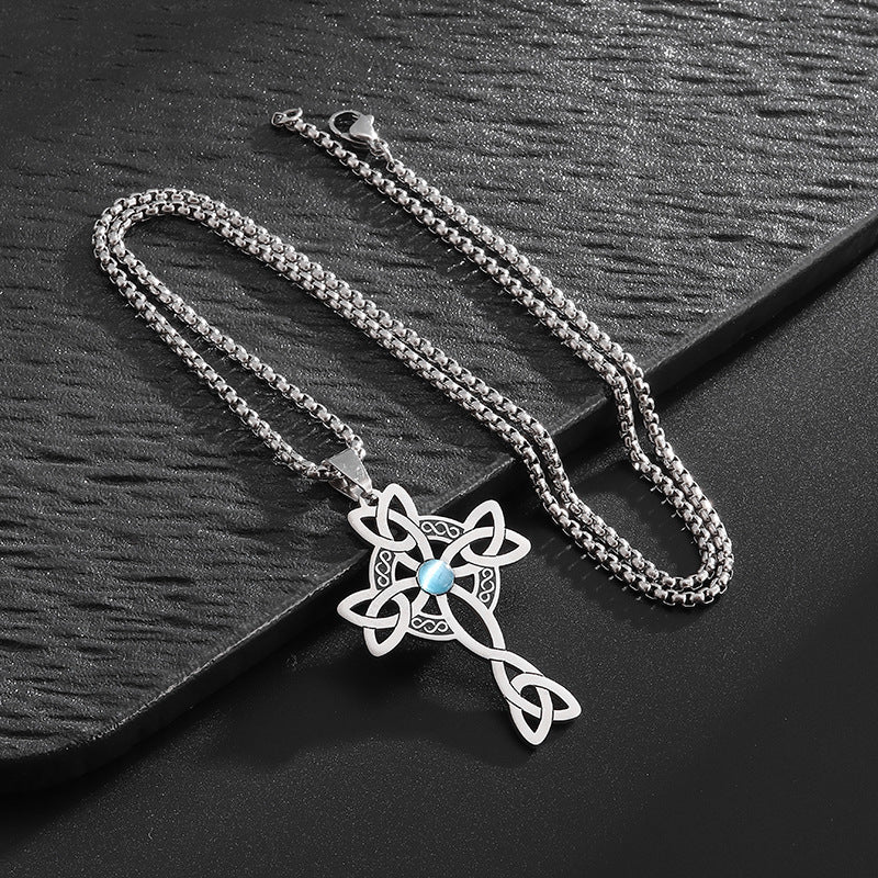 Celtic Fashion Steel Cross Necklace:
