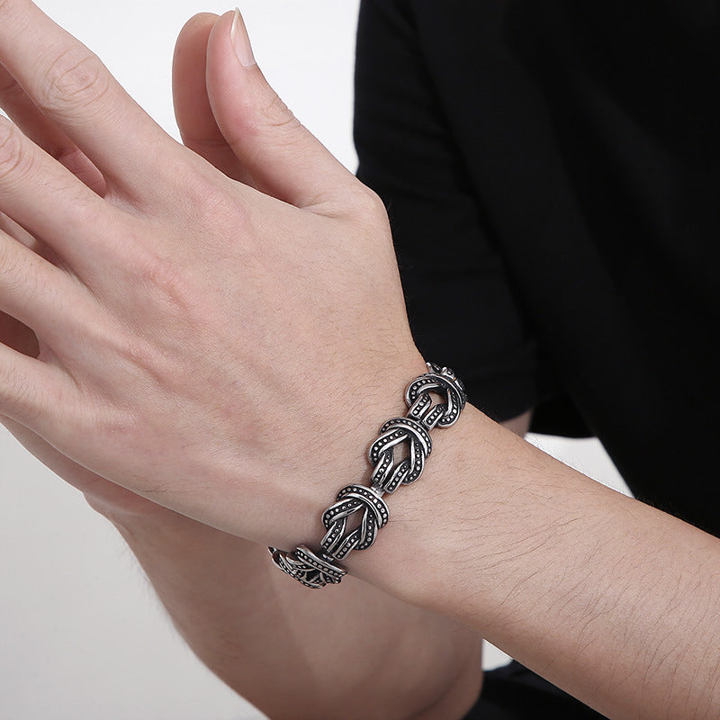 Knotted Black Titanium Steel Bracelet