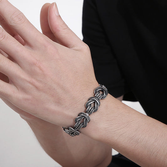 Knotted Black Titanium Steel Bracelet