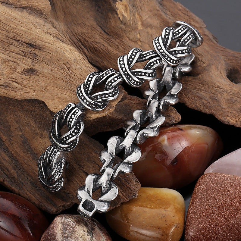 Knotted Black Titanium Steel Bracelet