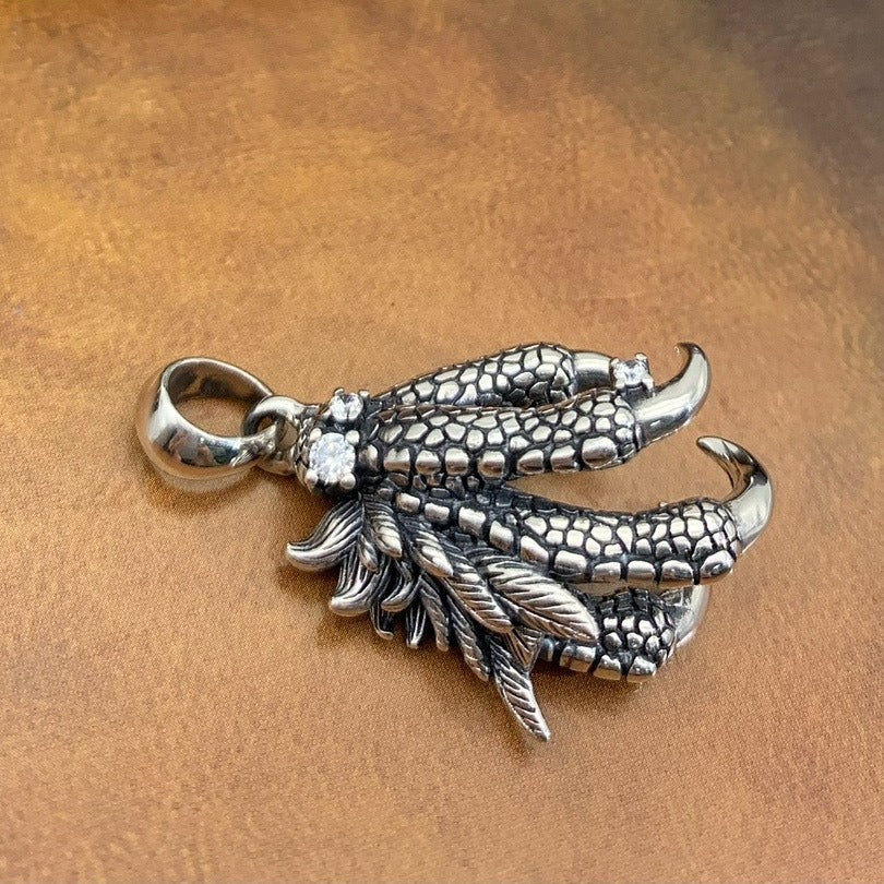 S925 Sterling Silver Vintage Thai Silver Dragon Claw Pendant
