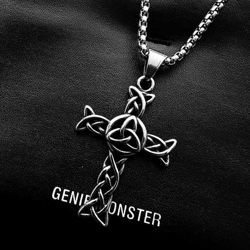 Titanium Steel Celtic Knot Cross Necklace