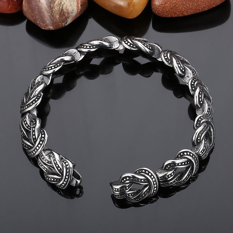 Knotted Black Titanium Steel Bracelet