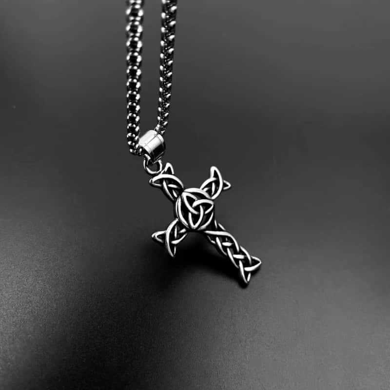 Titanium Steel Celtic Knot Cross Necklace