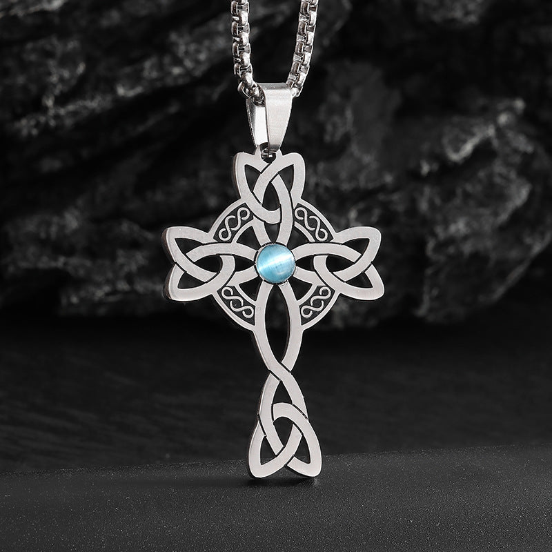 Celtic Fashion Steel Cross Necklace: